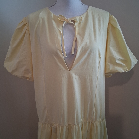 Peppermayo Reyna Butter Yellow Drop Waist Midi Dress Size 14 NWT - Picture 9 of 13